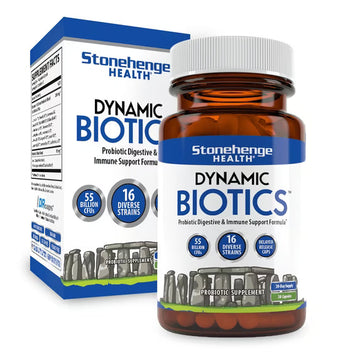Stonehenge Health Probiotics 55 Billion CFU - 16 Strains, Prebiotic, Synbiotics Dynamic Biotics - Lactobacillus Acidophilus, Delayed Release, Shelf Stable, Non-GMO Gluten Free Veggie Capsule
